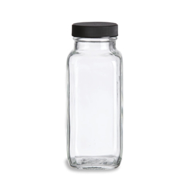 2oz 4oz 6oz 8oz 12oz 16oz Glass Juicer Bottles French Square Bottles With Plastic or Metal Lid