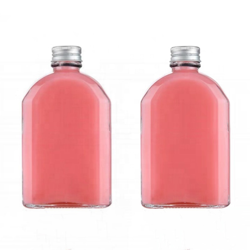 Flat Flask Bottle Clear Matt Black 100ml 200ml 250ml Cold Brew Coffee Juice Glass Bottle for Beverage Liquor Tea
