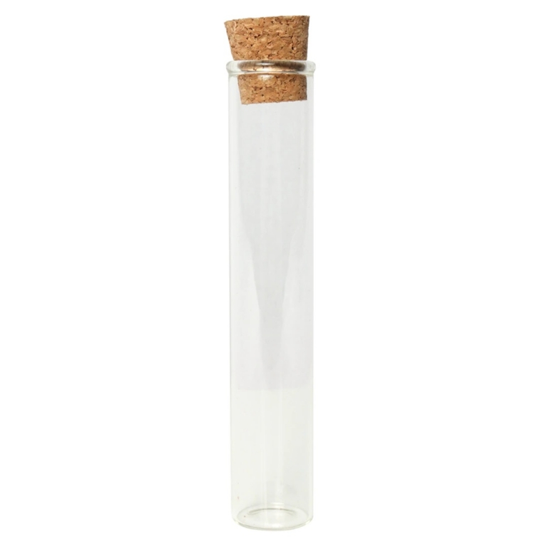 120mm Recyclable Glass Bottles Wide Mouth Glass Pre Packaging Roll Tubes With Cork / Aluminum Cap / Cr Cap