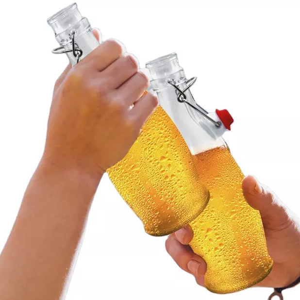 8.5 oz Curved Swing Top Glass Bottle  250 ml Juice Bottle With Swing Top / Flip Top Stopper
