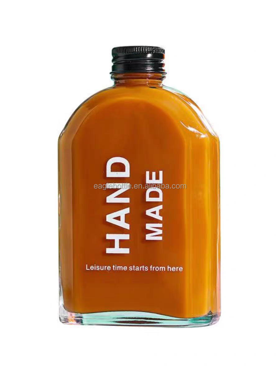 50ml 100ml 200ml 300ml 500ml Hot Sell Flat Small Juice Bottle Mini Wine Bottle Beverage Coffee Tea Bottle