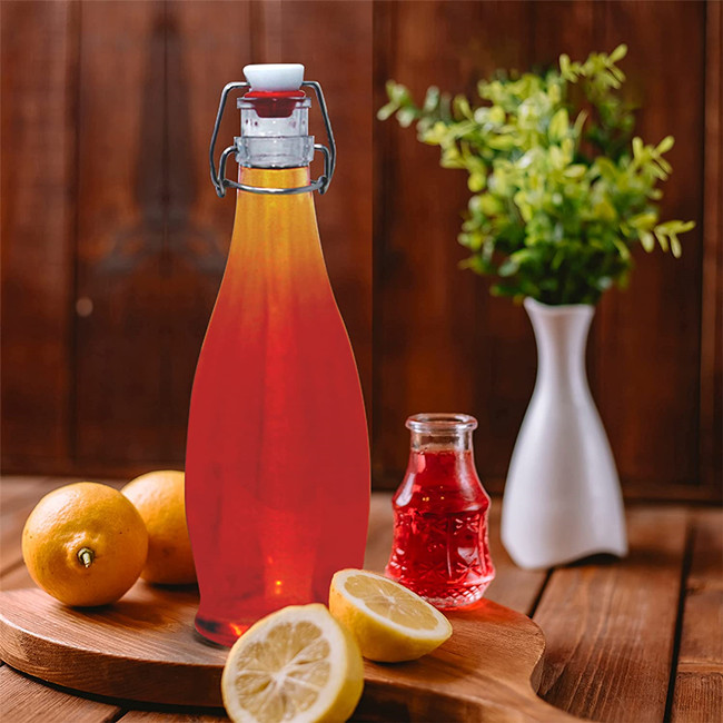 8.5 oz Curved Swing Top Glass Bottle  250 ml Juice Bottle With Swing Top / Flip Top Stopper