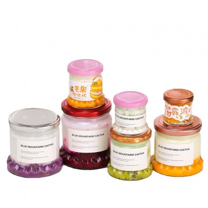 75ml 100ml 200ml 280ml 380ml 500ml Recyclable Custom Round Wide Mouth Pickle Jam Glass Honey Jar With Metal Lug Cap