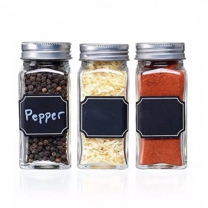 Wholesale 4 oz Clear and Black Square Glass Spice Jars 120ml Kitchen Shaker Jars 500ml Capacity China's for Packaging