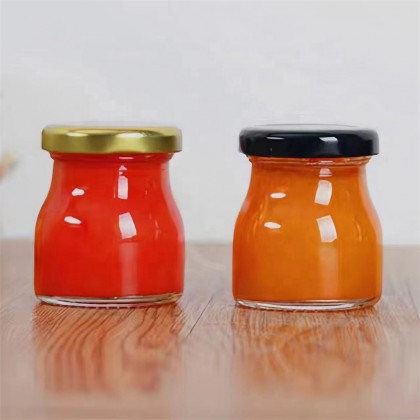 Mini Yogurt Glass Jar Pudding Glass Bottle 50ml 75ml Pudding Glass Jar With Lid
