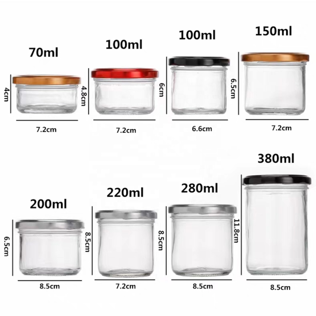 Wide Mouth Glass Storage Jar 70ml 2.5oz 100ml 3oz Glass Canning Jar With Airtight Lid for Babyfood Jam Honey