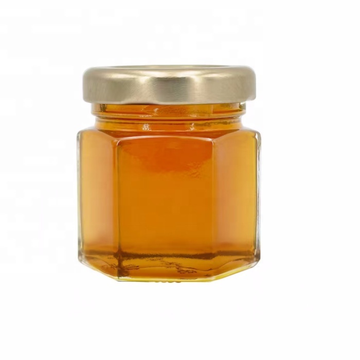 On Sale 100ml 180ml  280ml 500ml Empty Hexagonal  Honey Jar Glass Mason Jar Clear Glass Jars With Metal Lid