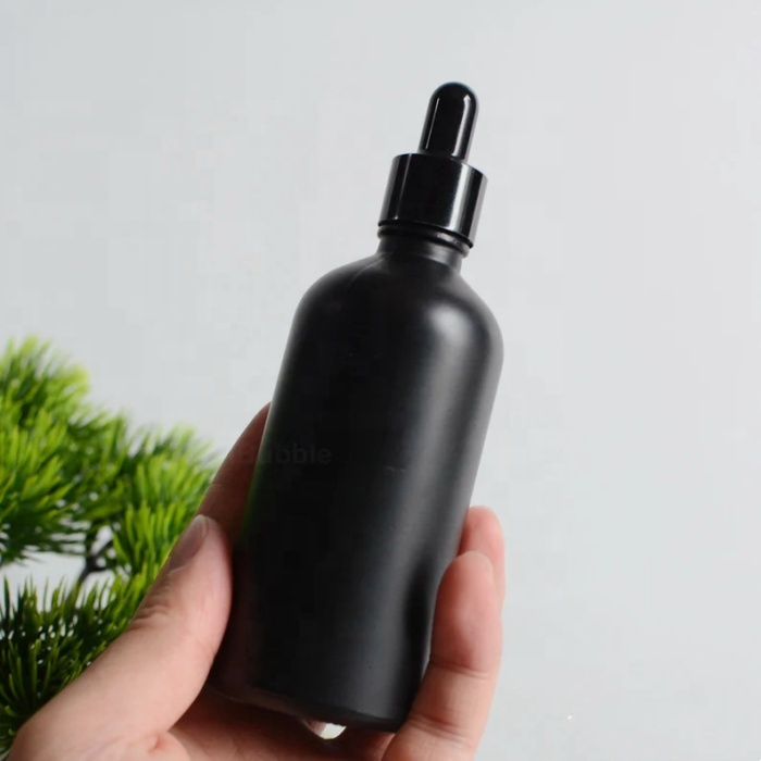 Refilled 10ml 15ml 30ml 50ml 100ml Skincare Cosmetic Attar Essential Oil Opal Matte Black Glass Dropper Bottle With Cap