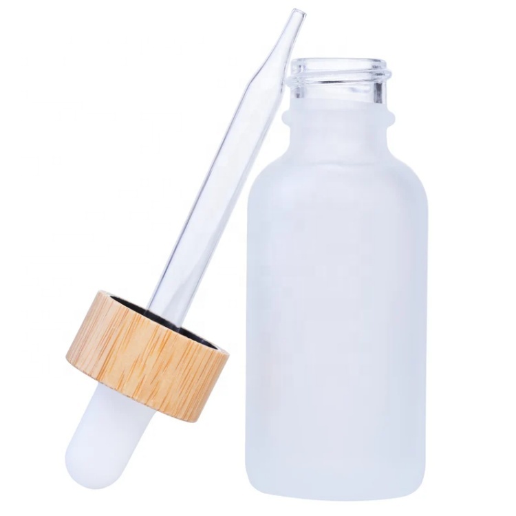 5ml 10ml 15ml 20ml 25ml 30ml 50ml 100ml Bamboo Frosted Clear Oil Glass Dropper Boston Bottle With Bamboo Dropper Cap