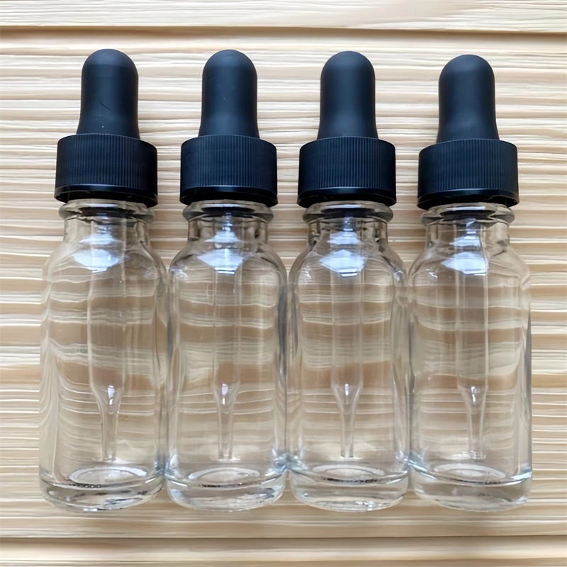Empty 1oz 30ml Clear Cosmetics Boston Essential Oil Glass Dropper Bottles