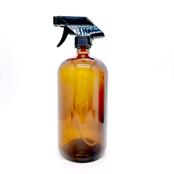 Glass Lotion Bottle 8oz 16oz Refillable Round Boston Room Amber Glass Spray Bottle With Trigger Sprayer