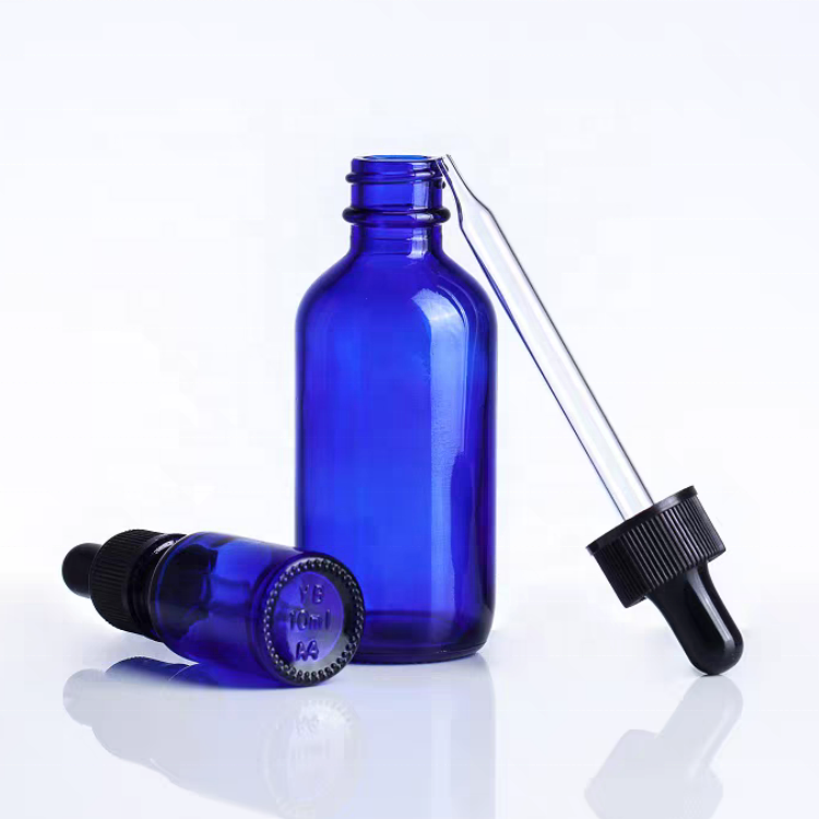 Blue Essential Oil Glass Boston Dropper Bottles 5ml 30ml 100ml Empty Serum Bottle Glass Dropper Bottle