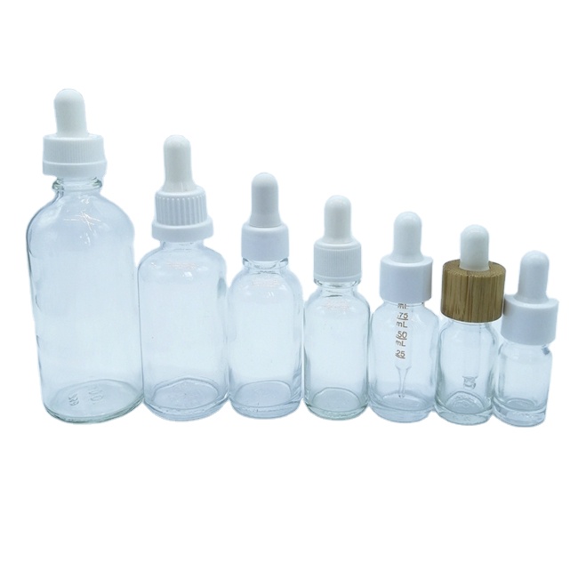 Glass Essential Oil Bottle With  Black NBR Bulbs Dropper Available 5ml 10ml 15ml 20ml 30ml 50ml 100ml Sizes Ribbed Tamp Evident
