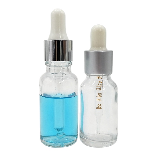 2 Oz Clear Glass Dropper Bottle With Graduated Tube 30 ml Black Screen Printed Dropper Bottles for Cosmetic Use