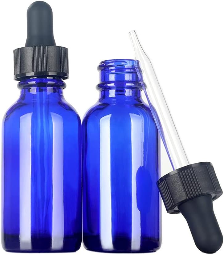 15ml 30ml 1oz 2oz 4oz 8oz Round Blue Boston Glass Dropper Bottle With Gold Cap for Personal Care Use