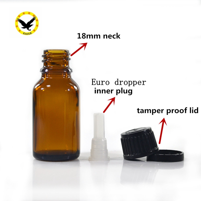 50 ml 10ml 15ml 5 ml 30ml Amber Essential Oil Glass Bottles With Euro Dropper Cap White and Orifice Reducer