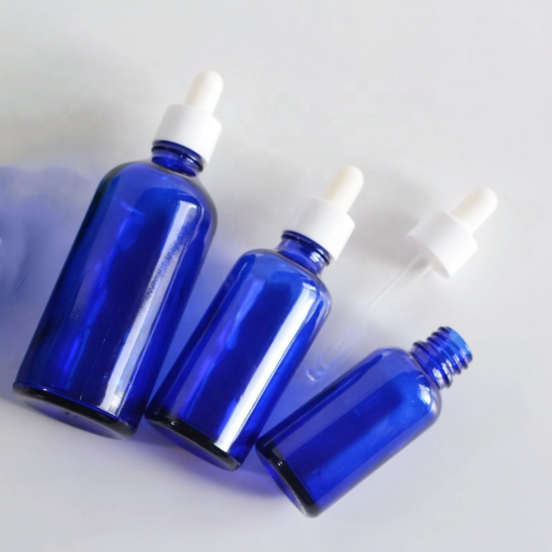 Wholesale 5ml 10ml 15ml 20ml 30ml 50ml 100ml Cobalt Blue Glass Eye Dropper Bottle Cosmetic Serum Essential Oil Dropper Bottles