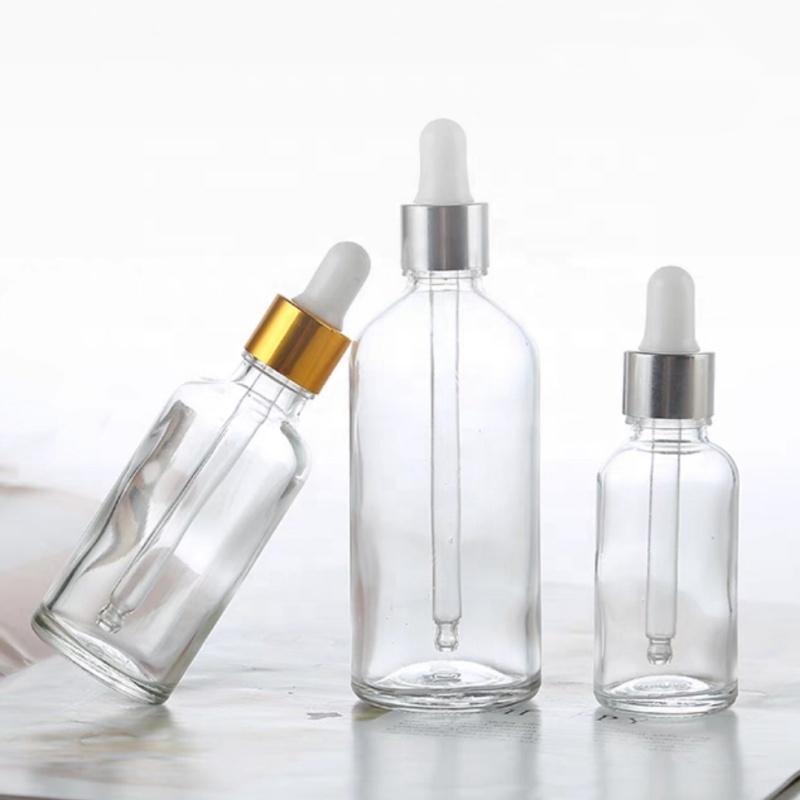 Transparent Glass Dropper Bottle With Gold Sliver Pipette 5ml 10ml 15ml 20ml 30ml 50ml 100ml Essential Oil Bottle
