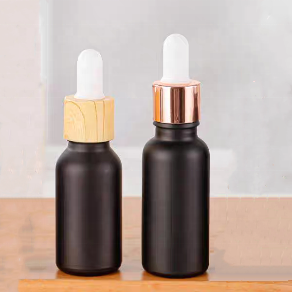 Cosmetic Packaging Containers 5ml 10ml 15ml 20ml 30ml 50ml 100ml Matte Black Glass Serum Dropper for Essential Oil