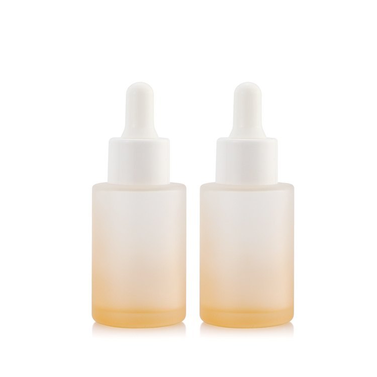 Custom Color 30 ml 1oz  Empty Essential Oil Bottle Round Glass Hair Oil Dropper Bottles With Plastic Dropper Lids