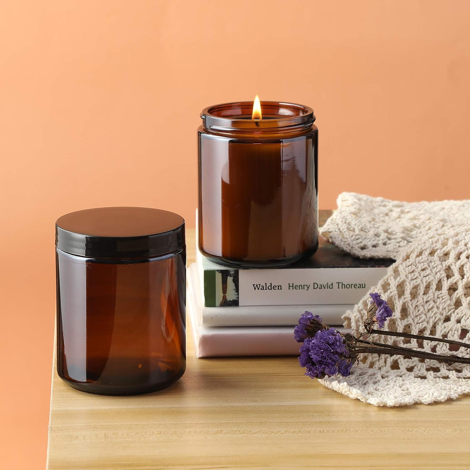 2oz 4oz 6oz 8oz  12oz 16oz Amber Glass Jar With Aluminium Lid
