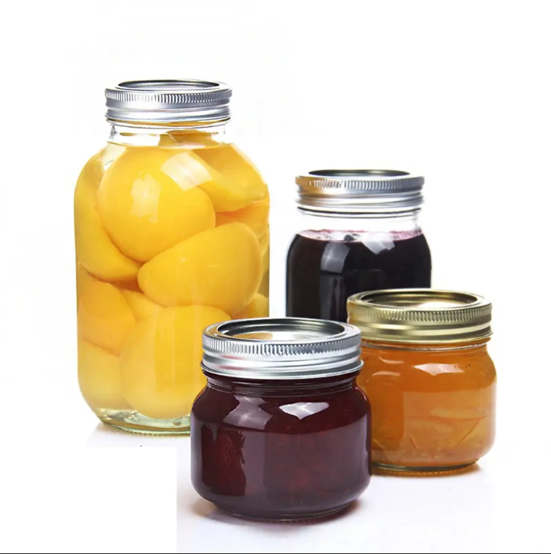 150ml 500ml 1000ml Round Glass Empty Mason Jar Clear Storage Jars With Metal Lid for Canning Food