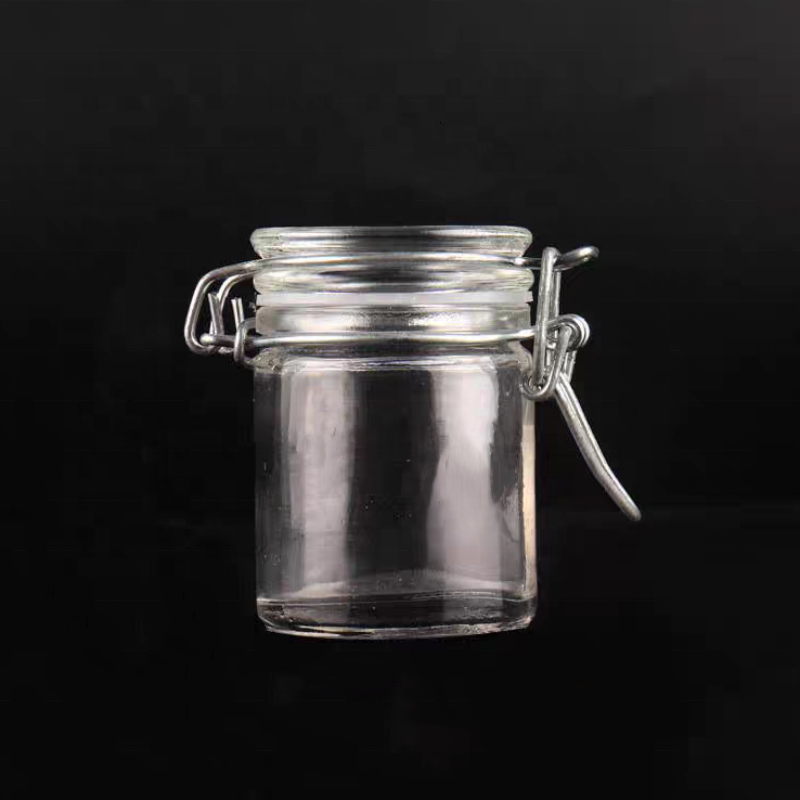 Wholesale 5oz Metal Clip Clamp Top Small Glass Jars for Storage Food Containers