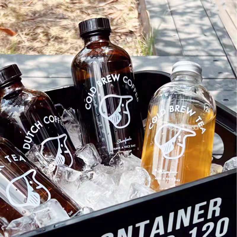 Boston Round Frosted Glass Bottle Boston Kombucha 250ml 350ml 500ml 4oz 8oz 16oz Beverage Juice Round Glass Bottle W/ Cap