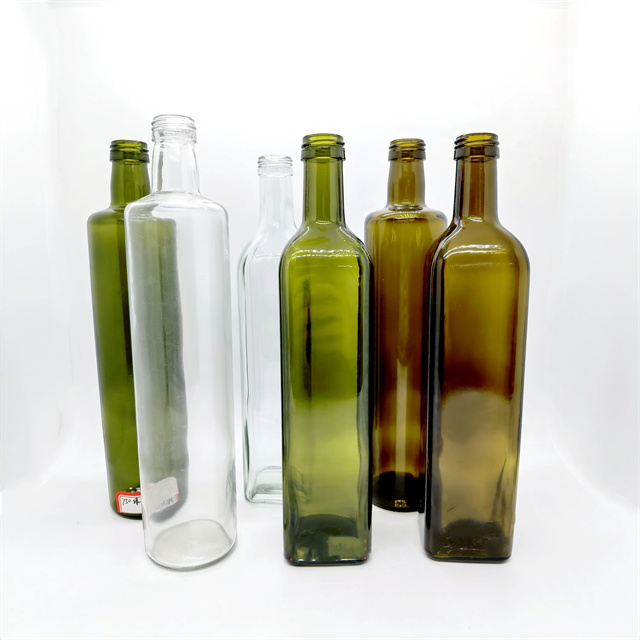 100ml 150ml 250ml 500ml 750ml 1000ml Clear Green Square Glass Olive Oil Bottle with Screw Cap