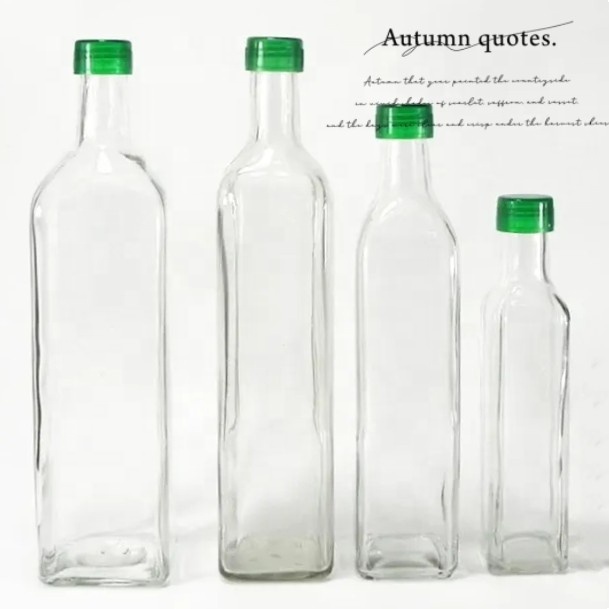 100ml 250ml 500ml 750ml 1000ml Glass Clear Amber Green Olive Oil Bottles Round and Square Shape Cooking Oil Bottles