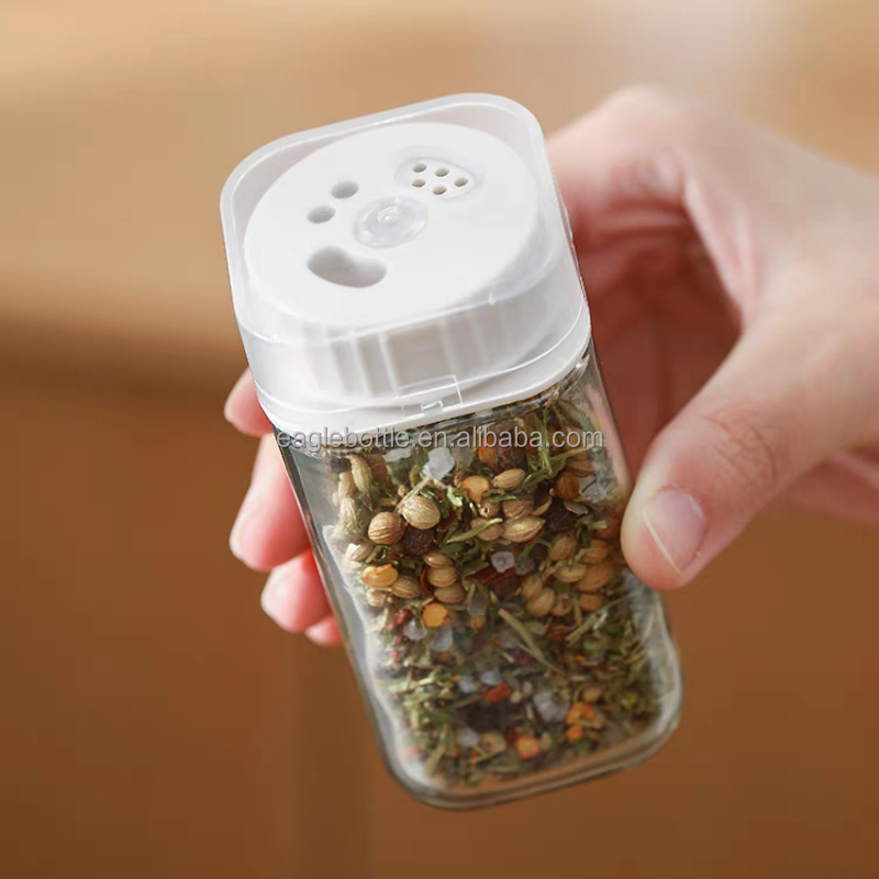 Small Mini Size Twist Top Glass Spice Jar Salt&Pepper Set Rack Set With Rack Storage Jar for Kitchen