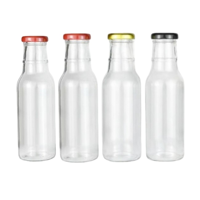 Wholesale Empty 8OZ 12oz Hot Sauce Chilli Glass Bottle for Salad Dressing Tomato Sauce Ketchup Bottle With Plastic Lids