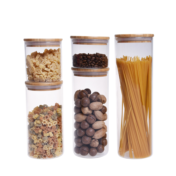 Clear Glass Empty Glass Test Tube With Cork Tops Tube Food Storage Coffee Bean Dry Flower Pill Glass Bottle With Bamboo Lid