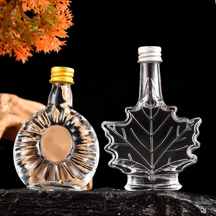 50ml Mini Glass Liquor Bottles with Lids Clear Small Wine Bottles for Alcohol Vodka Whiskey Hot Sauce Bottles