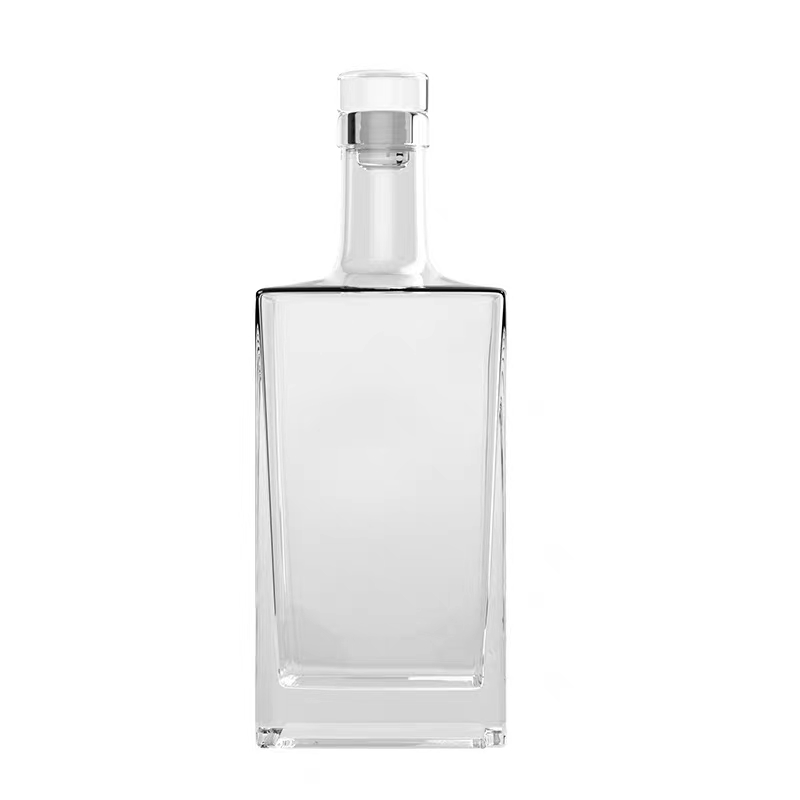 Spirits Liquid 750 ml Clear Glass Jimmy Lee Liquor Bottle W/Natural Wood Synthetic Bar Top Cork, 29 X 19.5 mm Shank