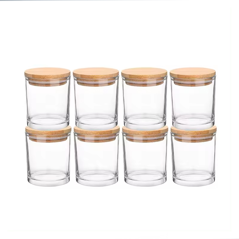 Factory Direct Stock Wholesale 1oz 4oz 6oz 8oz 10oz 15oz Glossy Candle Container Empty Small Mini Clear Candle Jars Glass