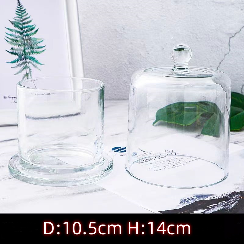 Custom Recyclable Luxury Empty Home Decoration Clear Dome Glass Scented Candle Jar Wholesale With Glass Bell Cover Dome