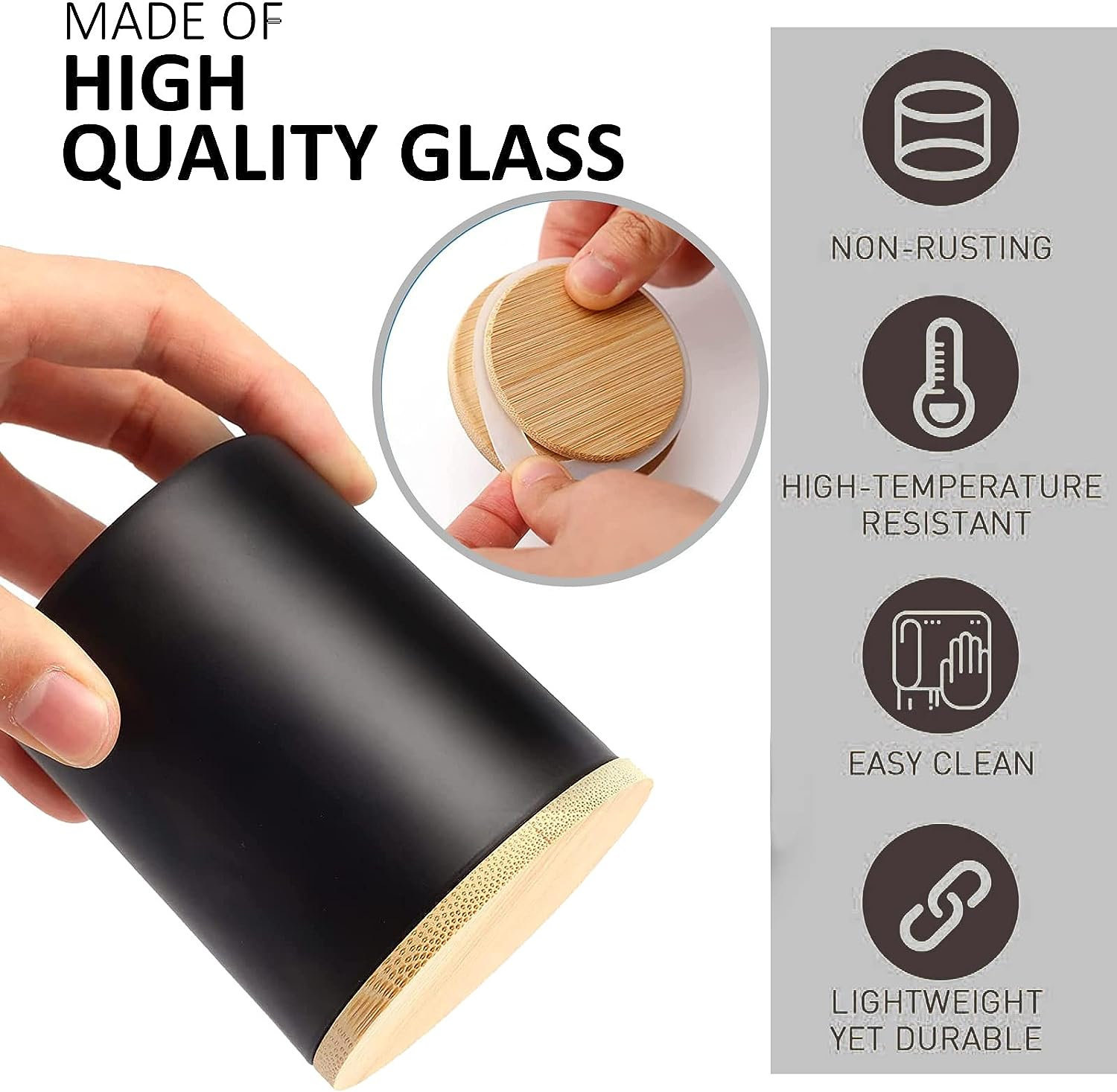 Wholesale Transparent White Black Matte Empty 8 Oz 10 Oz 14 Oz Wide Mouth Glass Wax Candle Jar With Wooden Cork Lid