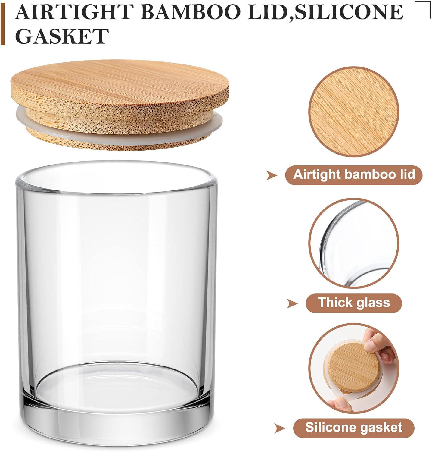 Wholesale Luxury Mini Small Transparent Clear Empty Round Glass Candle Vessels Container Jar With Bamboo Wooden Lid