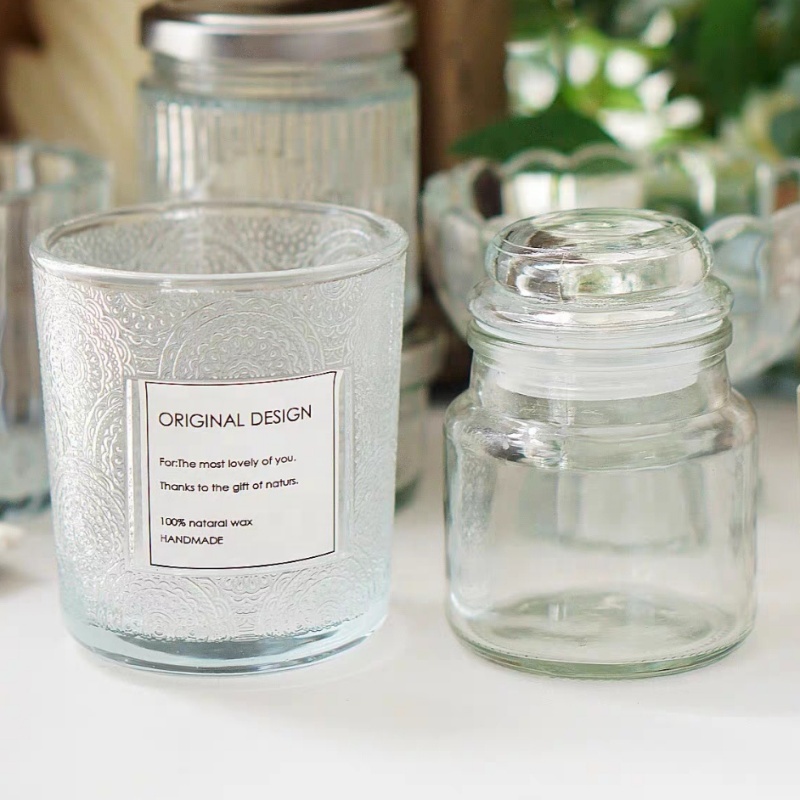 Luxury Round 100ml 300ml 500ml 700ml  Glass Candle Jars With Glass Lids Empty 100ml Glass Candle Making Jars Storage Jars