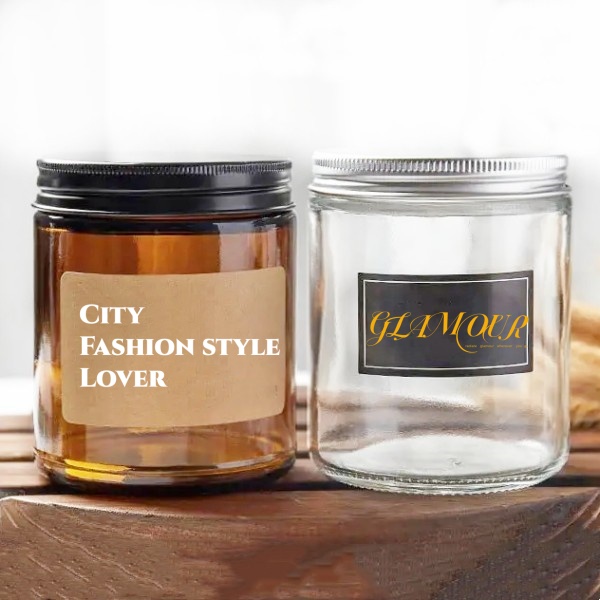 4oz 6oz Amber Round Candle Glass Jars With Black Lids Empty 8oz Food Storage Jars for Spice Candy Powder