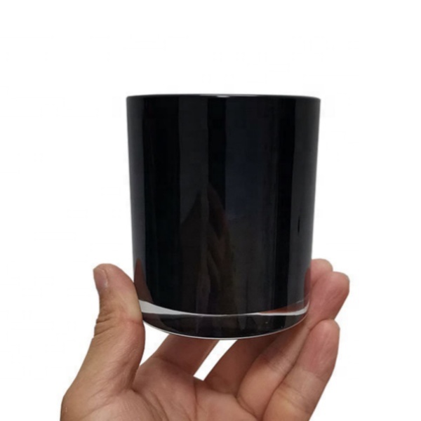 Gloss Black & White 8 oz & 10 oz Glass Candle Jars Wholesale Home Decoration Candle Holders & Lanterns