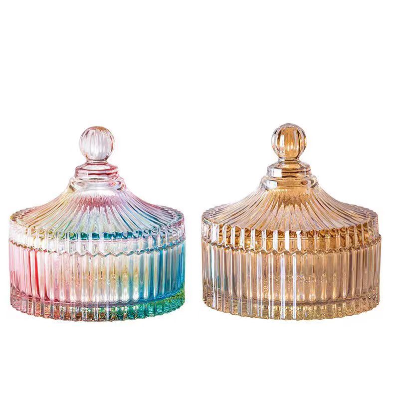 Wholesale Most Popular Recyclable Empty Candle Vessels Luxury Glass Candle Container Jars With Glass Lids for Candle Making