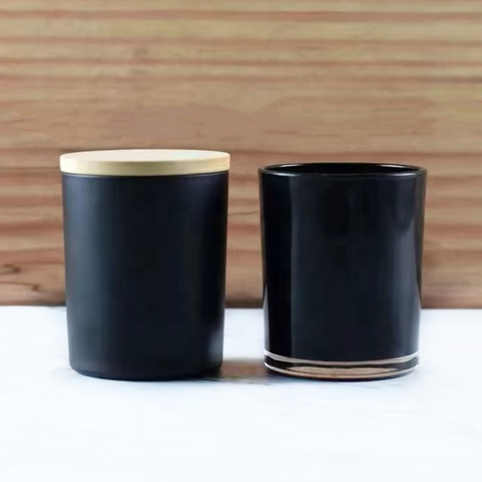 Customized Logo 10oz Luxury Glass Candle Jars with Lids Transparent Black & Transparent White Empty Candle Holders & Lanterns