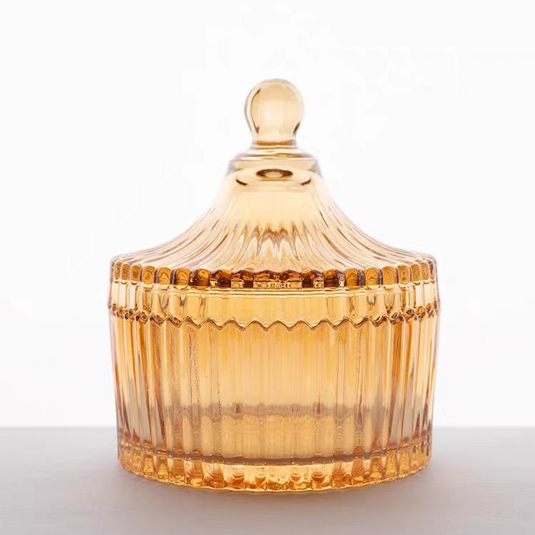 Iridescent 6oz 8oz 10oz Recyclable  High Quality Empty Luxury Glass Candle Jars for Candle Making Candle Container With Lid