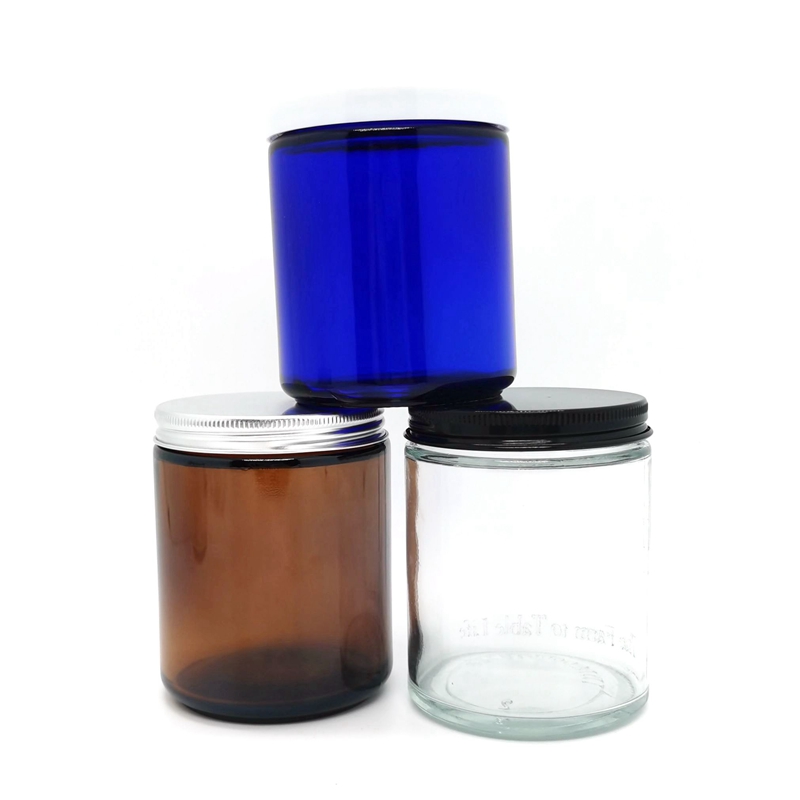 Empty Candle Holder Luxury 2oz 4oz 7oz 8oz 10oz 12oz 14oz Amber Frost Glass Candle Jar With Metal Lid