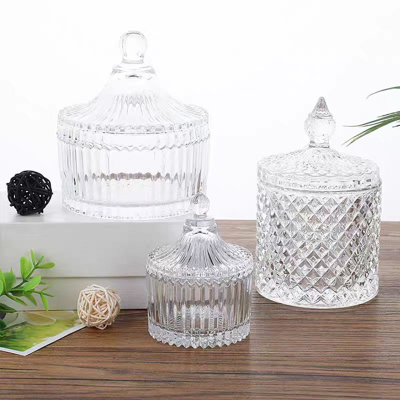 Custom Design Recyclable Fashion Iridescent Rainbow Empty Glass Candle Jar Color Luxury Holographic Candle Jar With Lid