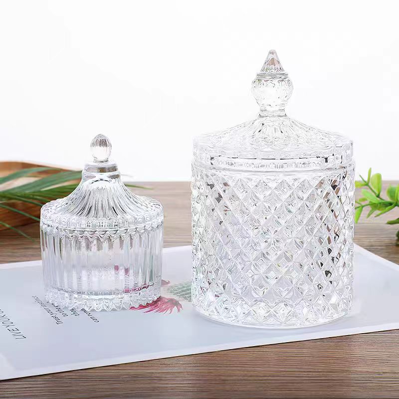 Wholesale Recyclable Luxury Empty Candle Jars Home Decoration Empty Candle Glass Jars With Glass Lid and Box
