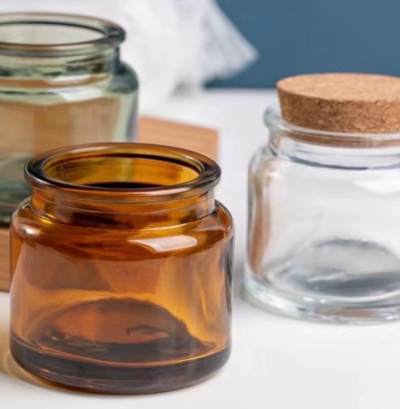 Hot Sale Unique Modern Luxury Gift Empty Scented Candle Glass Jar With Cork Lid