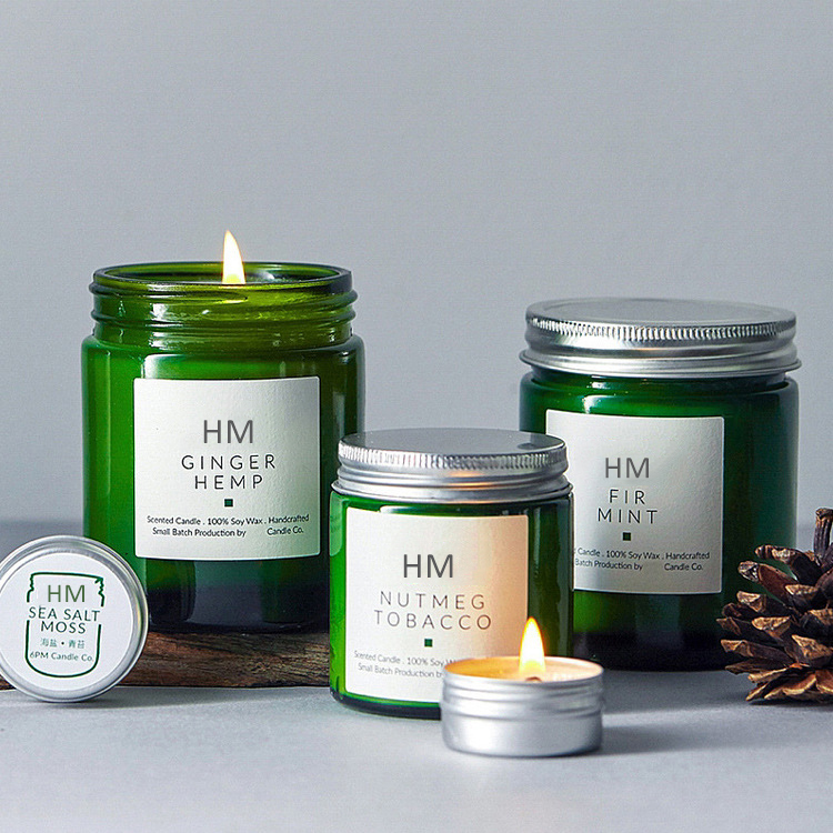 Glass Candle Jars 50ml 100ml 120ml 150ml 250ml 320ml 330ml 500ml 520ml Glass Container for Candle Amber Blue Green